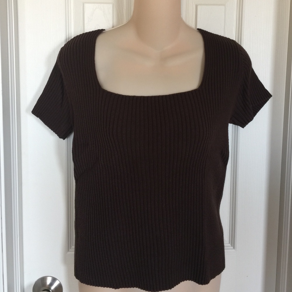 Chocolate brown Ribbed Cotton Top-Size M